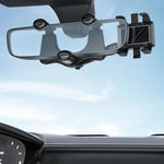 360° Rearview Mirror Phone Holder for Car – Rotatable, Retractable Mount | Universal Fit for All Phones & Vehicles