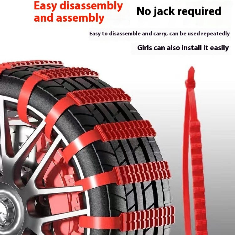 Motors Fixer Emergency Plastic Tire Non-Slip Chain – Universal Anti-Skid Snow Band for Car Tires Quick Install Traction Belt (1–40PCS)