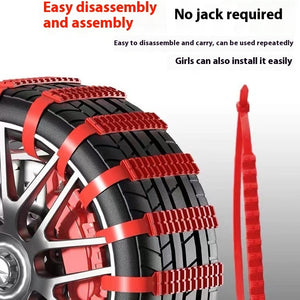 Motors Fixer Emergency Plastic Tire Non-Slip Chain – Universal Anti-Skid Snow Band for Car Tires Quick Install Traction Belt (1–40PCS)