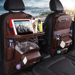 Motors Fixer PU Leather Car Storage Bag – Multifunction Back Seat Organizer with Tray, Trash Bin & Pockets