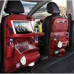 Motors Fixer PU Leather Car Storage Bag – Multifunction Back Seat Organizer with Tray, Trash Bin & Pockets