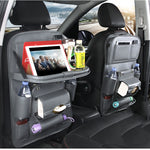 Motors Fixer PU Leather Car Storage Bag – Multifunction Back Seat Organizer with Tray, Trash Bin & Pockets