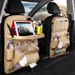 Motors Fixer PU Leather Car Storage Bag – Multifunction Back Seat Organizer with Tray, Trash Bin & Pockets