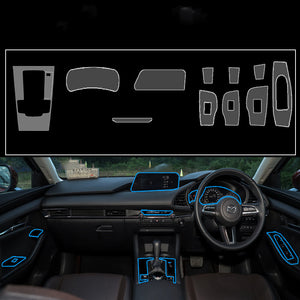 Motors Fixer TPU Car Interior Decoration Film – Transparent & Carbon Fiber Protective Stickers for Dash, Gear, Screen, and Buttons
