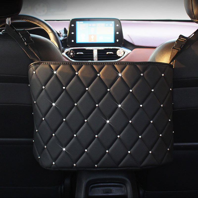 Motors Fixer Car Handbag Holder & Storage Organizer – PU Leather Seat Gap Net Auto Middle Console Storage for Bags, Books, Sundries