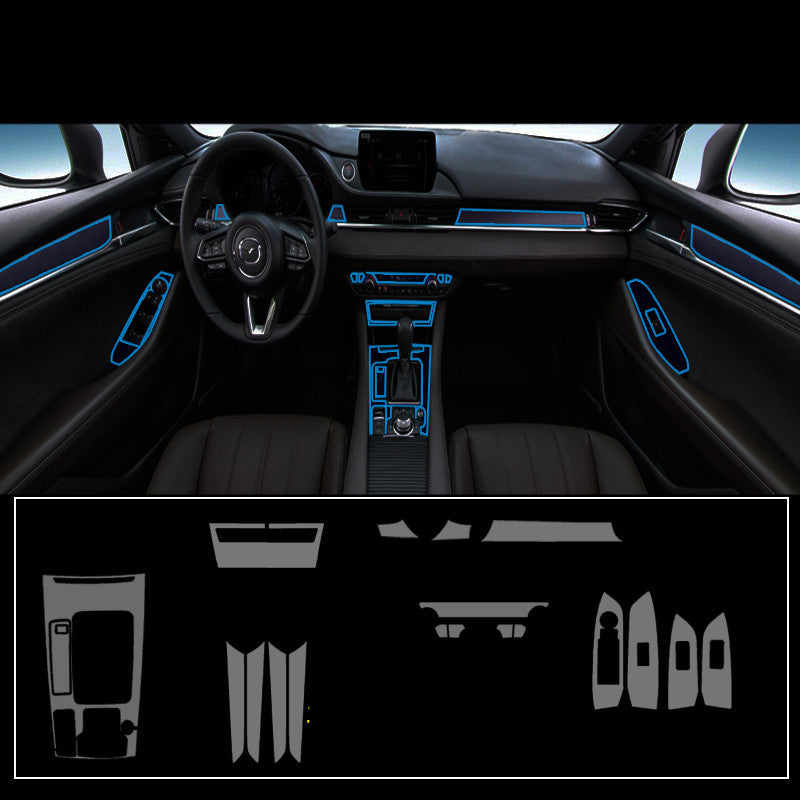 Motors Fixer TPU Car Interior Decoration Film – Transparent & Carbon Fiber Protective Stickers for Dash, Gear, Screen, and Buttons