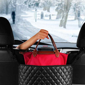 Motors Fixer Car Handbag Holder & Storage Organizer – PU Leather Seat Gap Net Auto Middle Console Storage for Bags, Books, Sundries