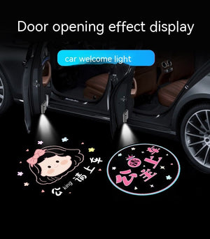 Wireless Door Sill Welcome Light – LED Car Atmosphere Projection Lamp | Easy Install, No Wiring Needed