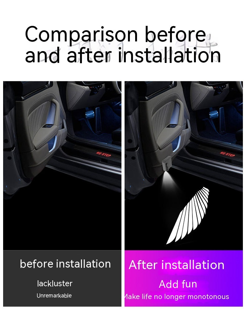 Wireless Door Sill Welcome Light – LED Car Atmosphere Projection Lamp | Easy Install, No Wiring Needed