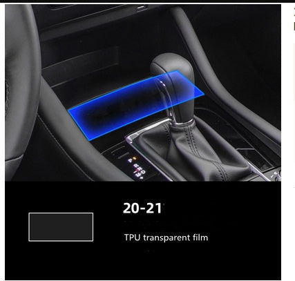 Motors Fixer TPU Car Interior Decoration Film – Transparent & Carbon Fiber Protective Stickers for Dash, Gear, Screen, and Buttons