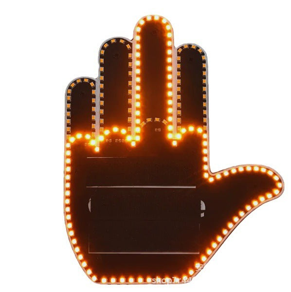 Motors Fixer Funny LED Gesture Car Light – Remote-Controlled Finger Sign Lamp with 3 Modes