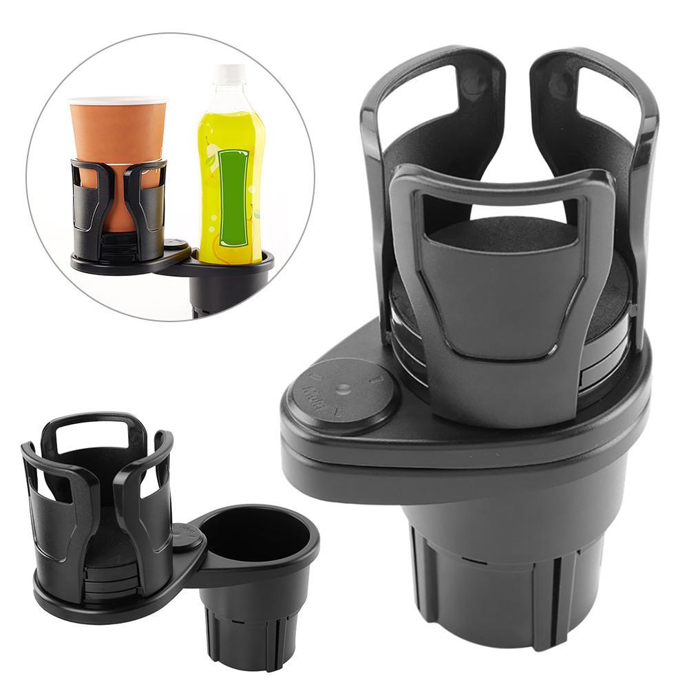 2-in-1 Foldable Car Cup Holder – Dual Drink Holder with 360° Rotation & Organizer for Bottles, Keys, Sunglasses