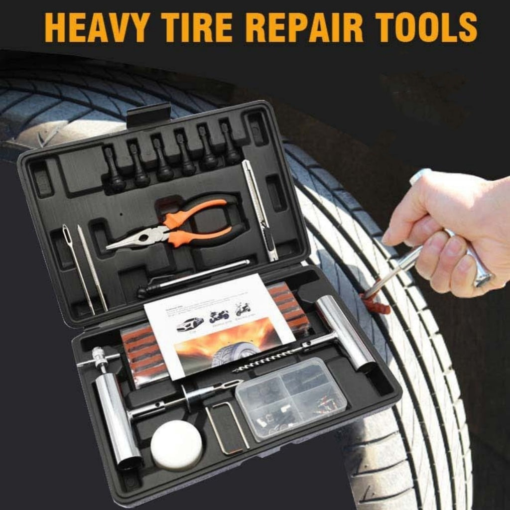 Motors Fixer Car Tire Repair Tool Kit – 11 to 58-Piece Emergency Flat Tire Plug Set