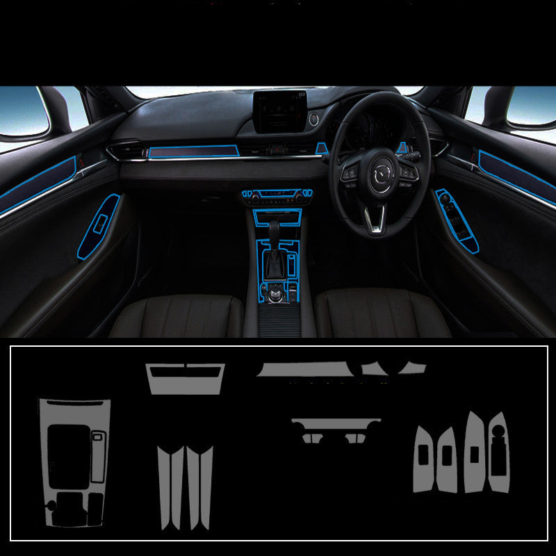 Motors Fixer TPU Car Interior Decoration Film – Transparent & Carbon Fiber Protective Stickers for Dash, Gear, Screen, and Buttons