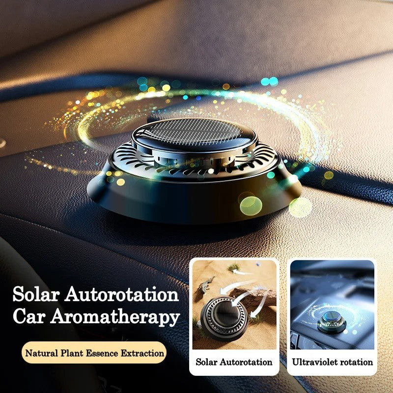 Solar Powered Kinetic Car Air Freshener – Double Ring Rotating Perfume Diffuser