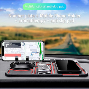 Motors Fixer 4-in-1 Non-Slip Car Phone Pad with Parking Number Card, Aromatherapy, Phone Holder & Sticky Mat – Anti-Slide Dashboard Mount