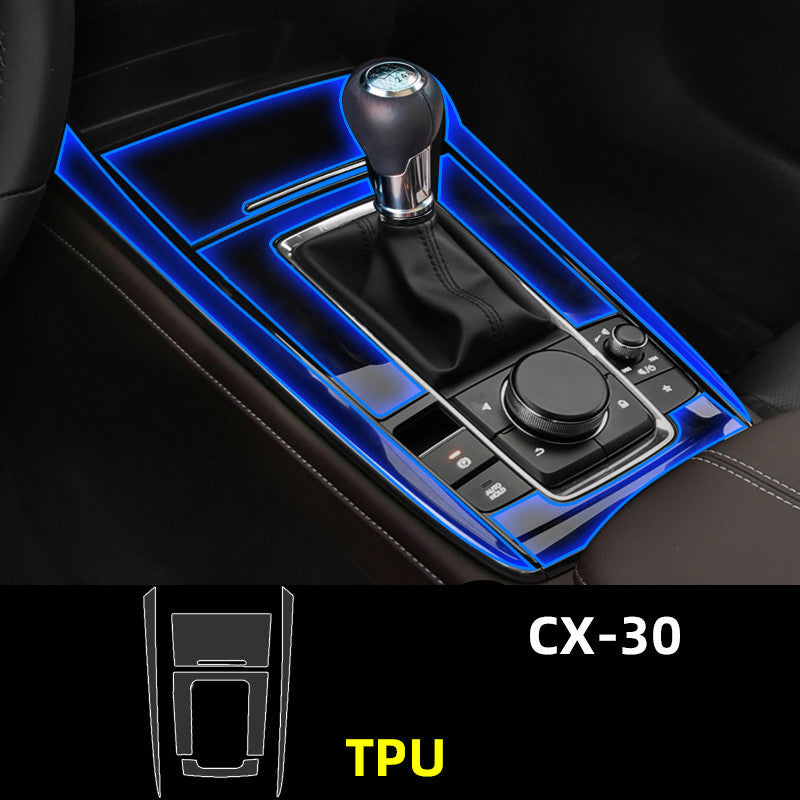 Motors Fixer TPU Car Interior Decoration Film – Transparent & Carbon Fiber Protective Stickers for Dash, Gear, Screen, and Buttons