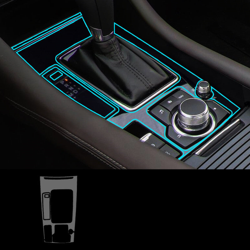 Motors Fixer TPU Car Interior Decoration Film – Transparent & Carbon Fiber Protective Stickers for Dash, Gear, Screen, and Buttons