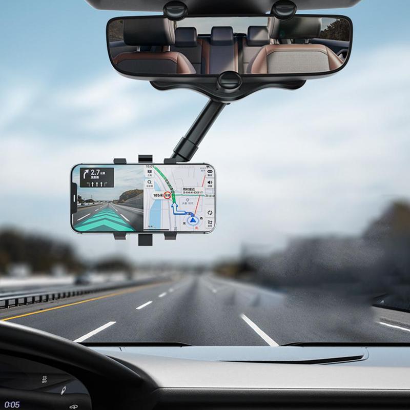 360° Rearview Mirror Phone Holder for Car – Rotatable, Retractable Mount | Universal Fit for All Phones & Vehicles