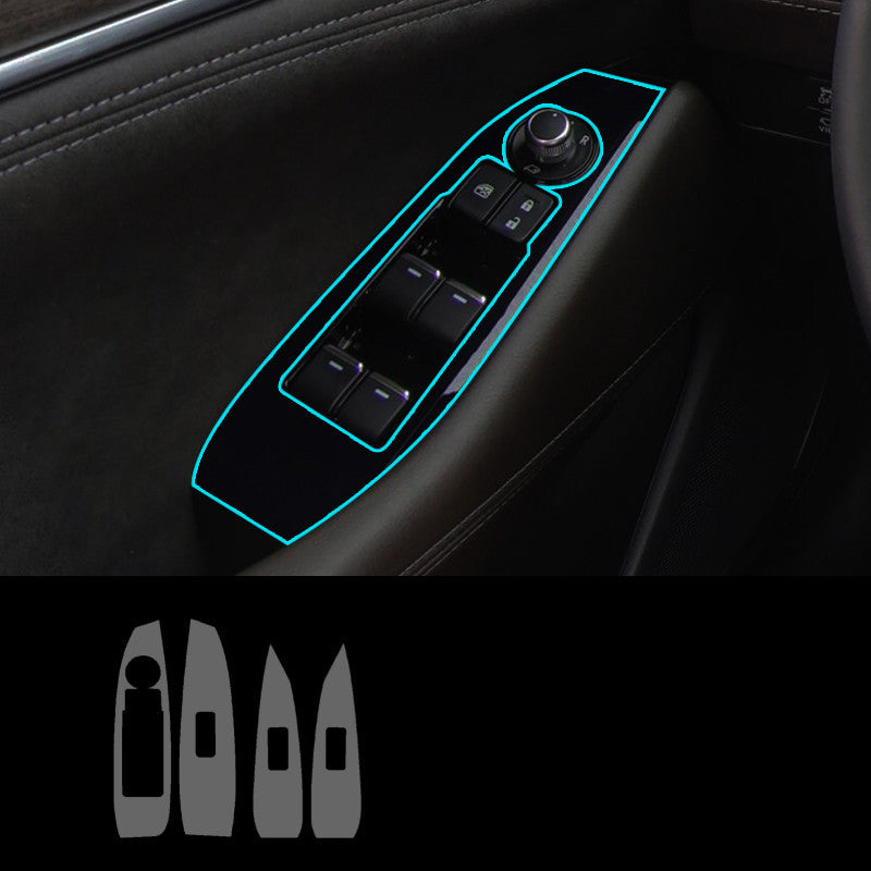 Motors Fixer TPU Car Interior Decoration Film – Transparent & Carbon Fiber Protective Stickers for Dash, Gear, Screen, and Buttons