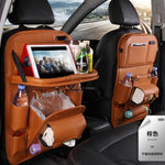 Motors Fixer PU Leather Car Storage Bag – Multifunction Back Seat Organizer with Tray, Trash Bin & Pockets