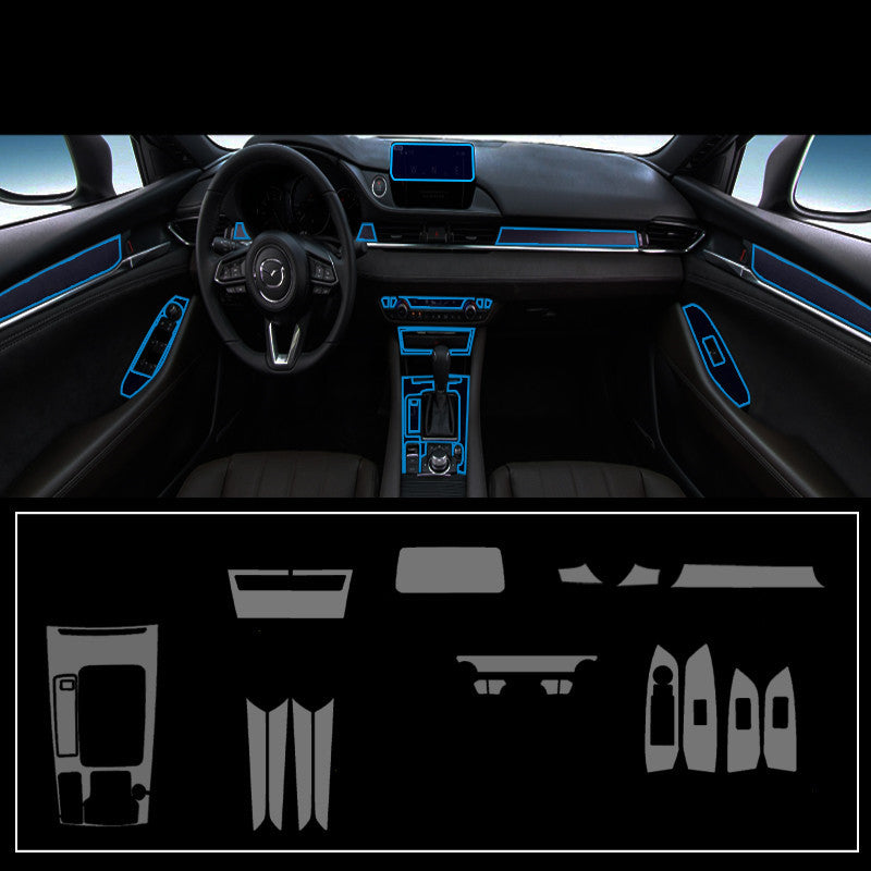 Motors Fixer TPU Car Interior Decoration Film – Transparent & Carbon Fiber Protective Stickers for Dash, Gear, Screen, and Buttons