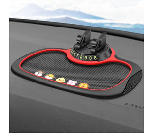Motors Fixer 4-in-1 Non-Slip Car Phone Pad with Parking Number Card, Aromatherapy, Phone Holder & Sticky Mat – Anti-Slide Dashboard Mount