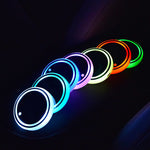 Colorful LED Car Cup Holder Coaster – Solar & USB Charging | 7 RGB Lights